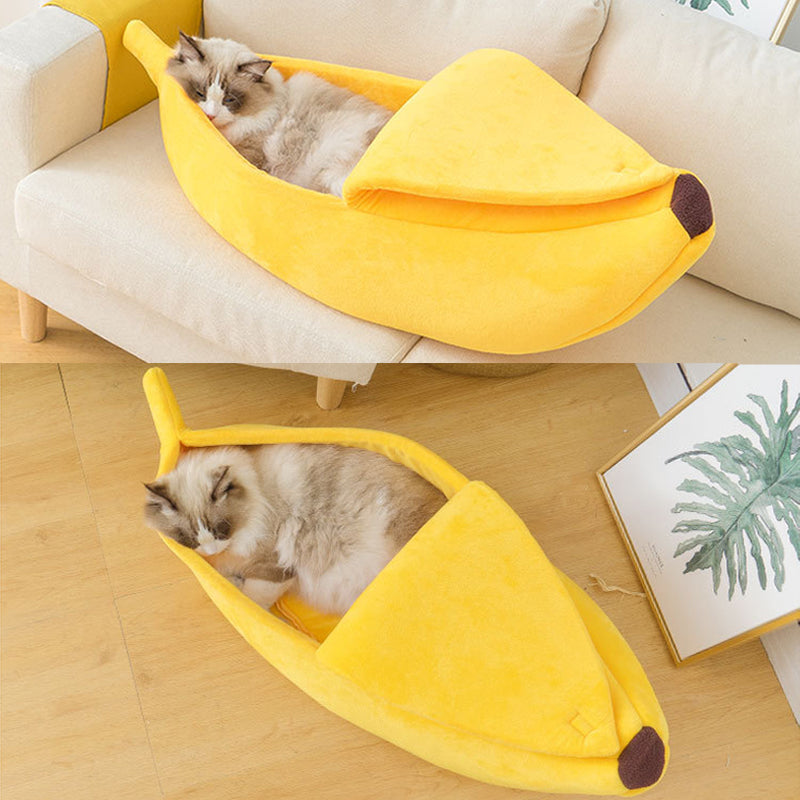 Warm Banana Shaped Dog Cat Bed Cozy Basket Puppy Kittens Cushion Kennel Portable Pet Sleeping Mat Bed Cats Supplies